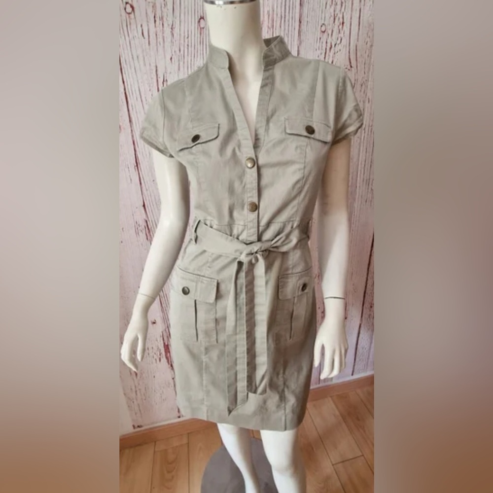 H&M Light Gray Utility Jacket with Belt Size 10